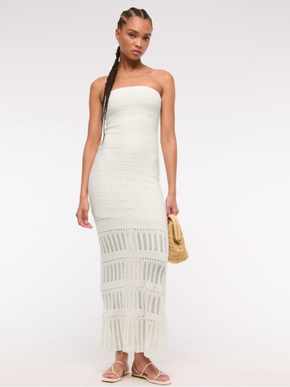 Abercrombie and Fitch Strapless Crochet Maxi Dress